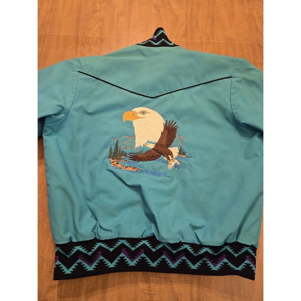 Vintage Aztec American Eagle Western Jacket Teal Purple Turqoise Embroidered XL